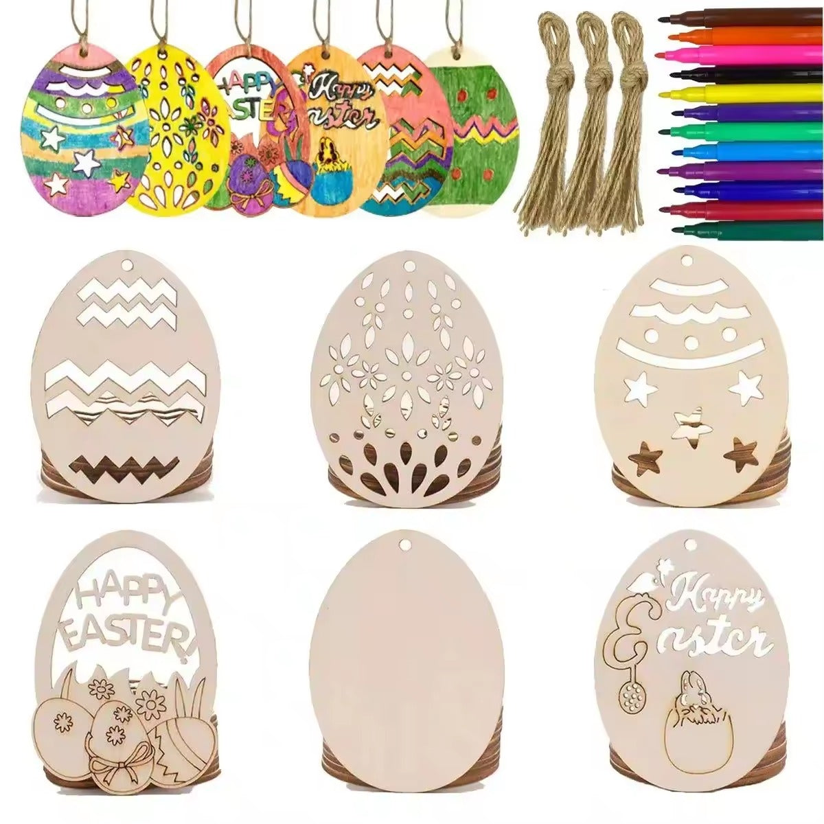 Easter wooden egg ornaments