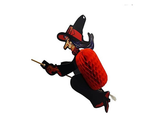 Witch Flying Honeycomb Decoration