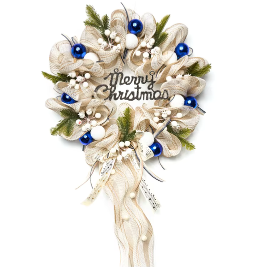 Blue, Gold and Green Door Wreath