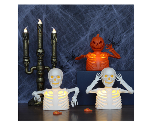 Pumpkin and Skeleton Lanterns
