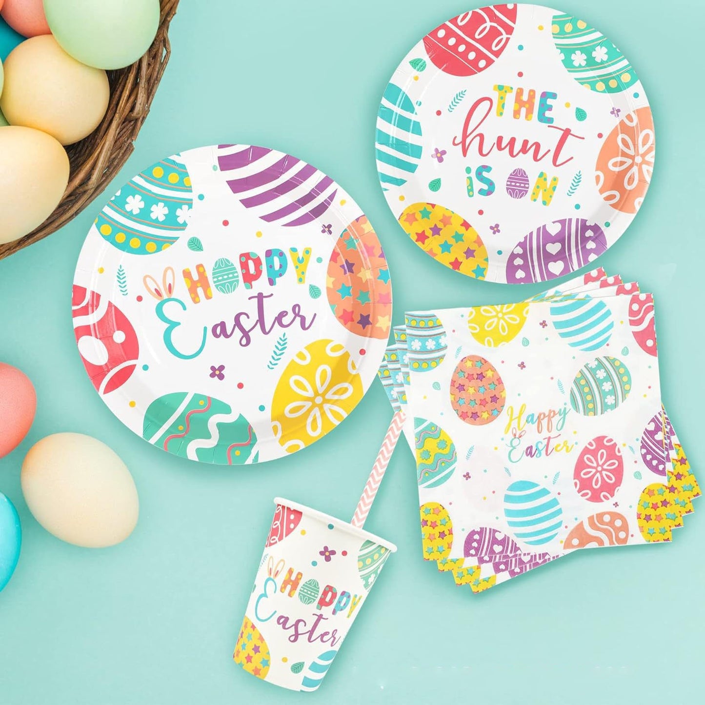 Easter Plates cups and napkins