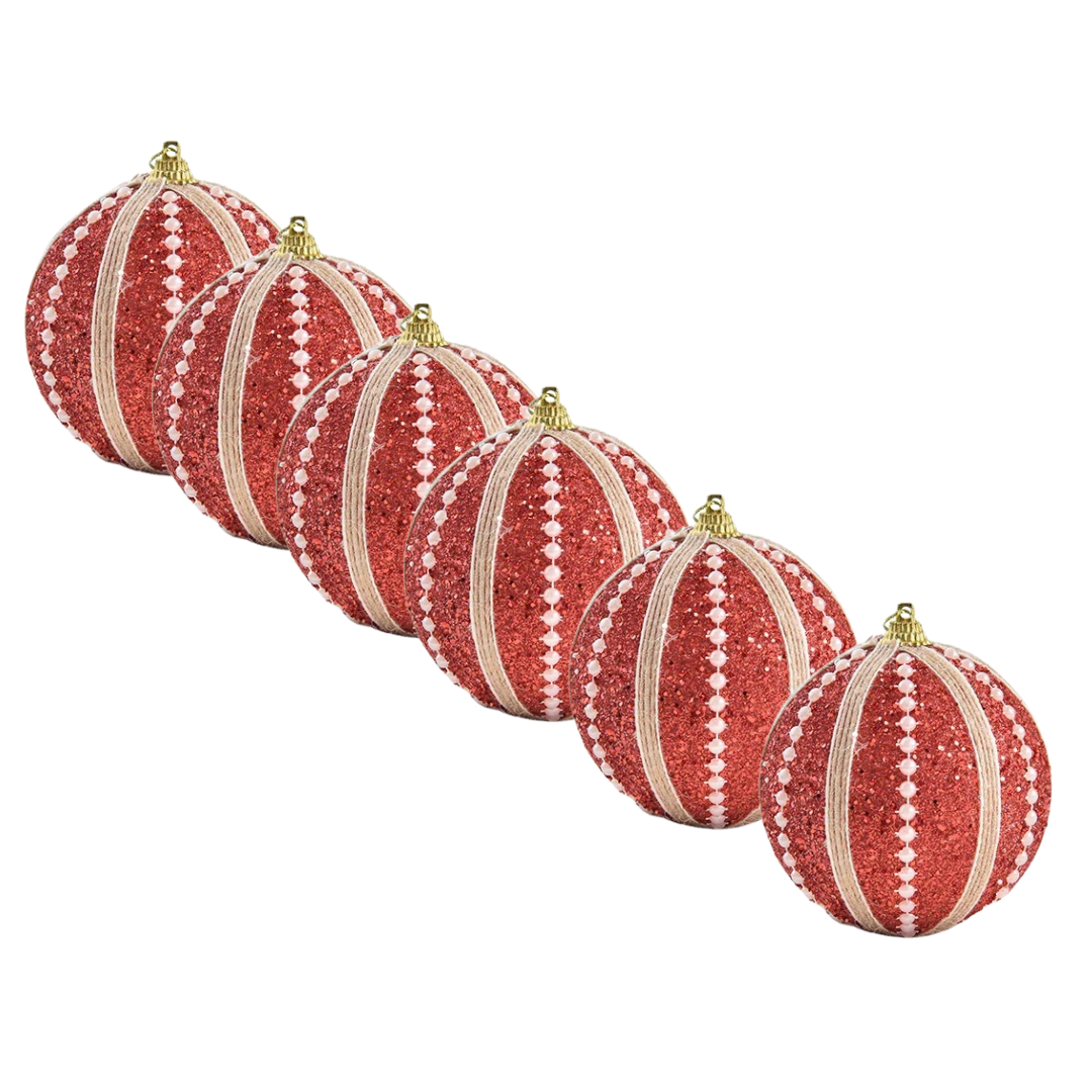 Red Pearl Baubles (Pack of 6)