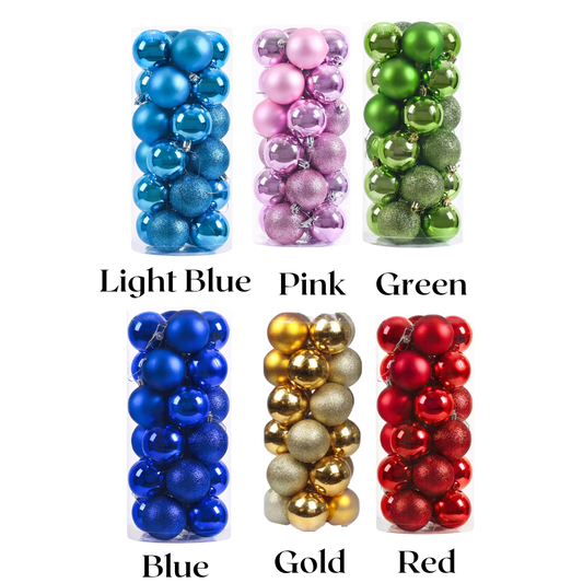 6cm Set of 24 Shatter-Proof Baubles
