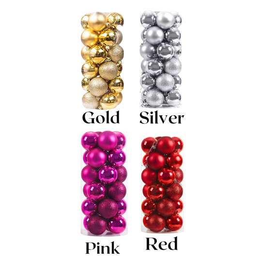 8cm Set of 24 Shatter-Proof Baubles