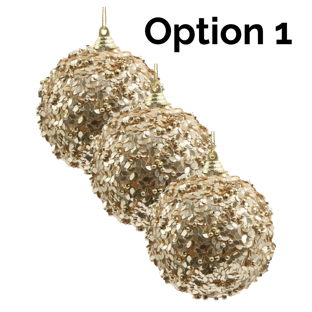 Unique Gold Baubles 3pcs