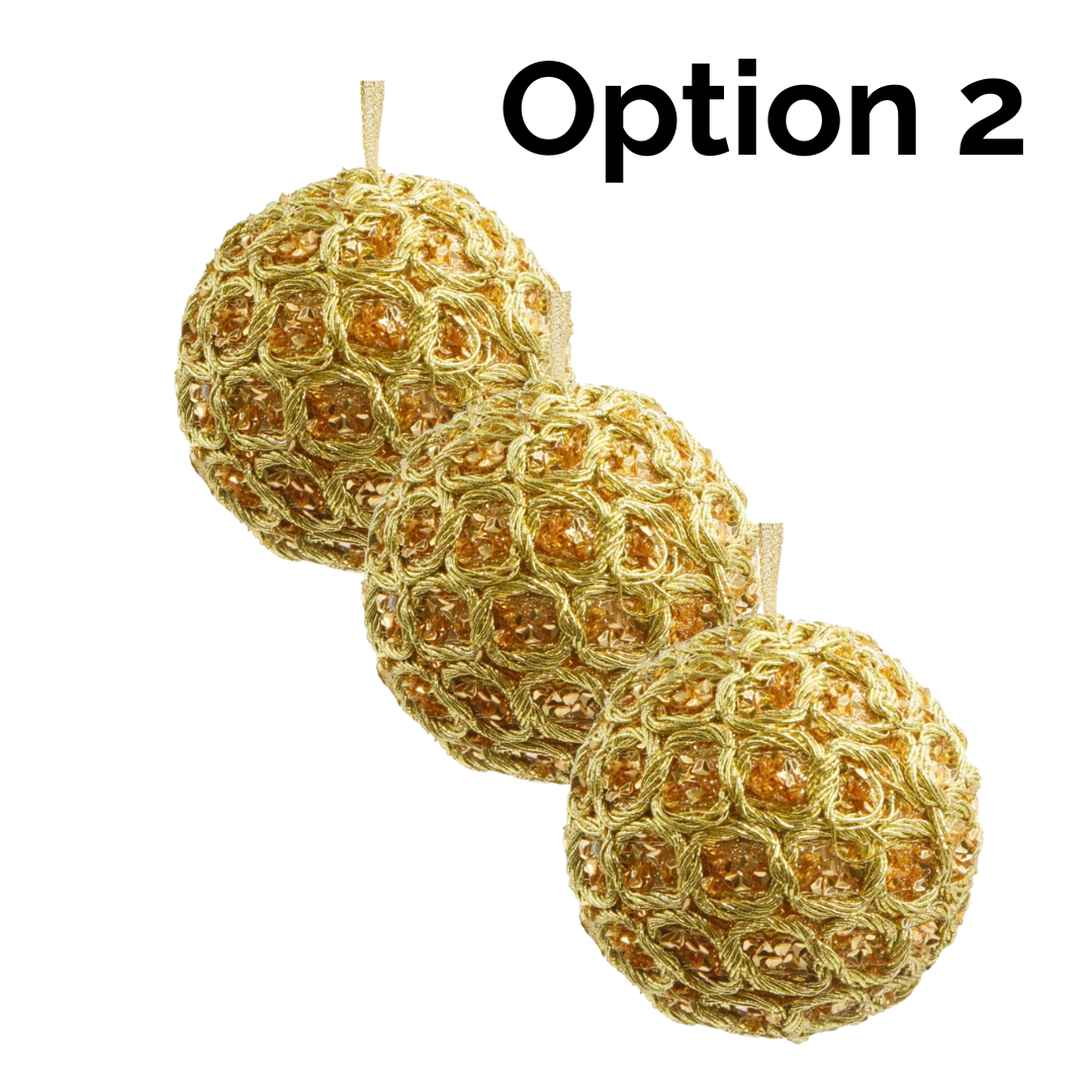 Unique Gold Baubles 3pcs