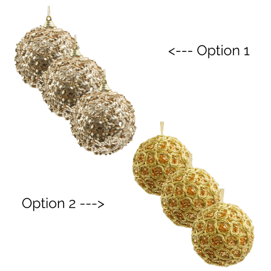 Unique Gold Baubles 3pcs