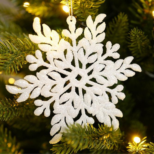 White Tree Ornaments 12cms Snowflake (pack of 3)