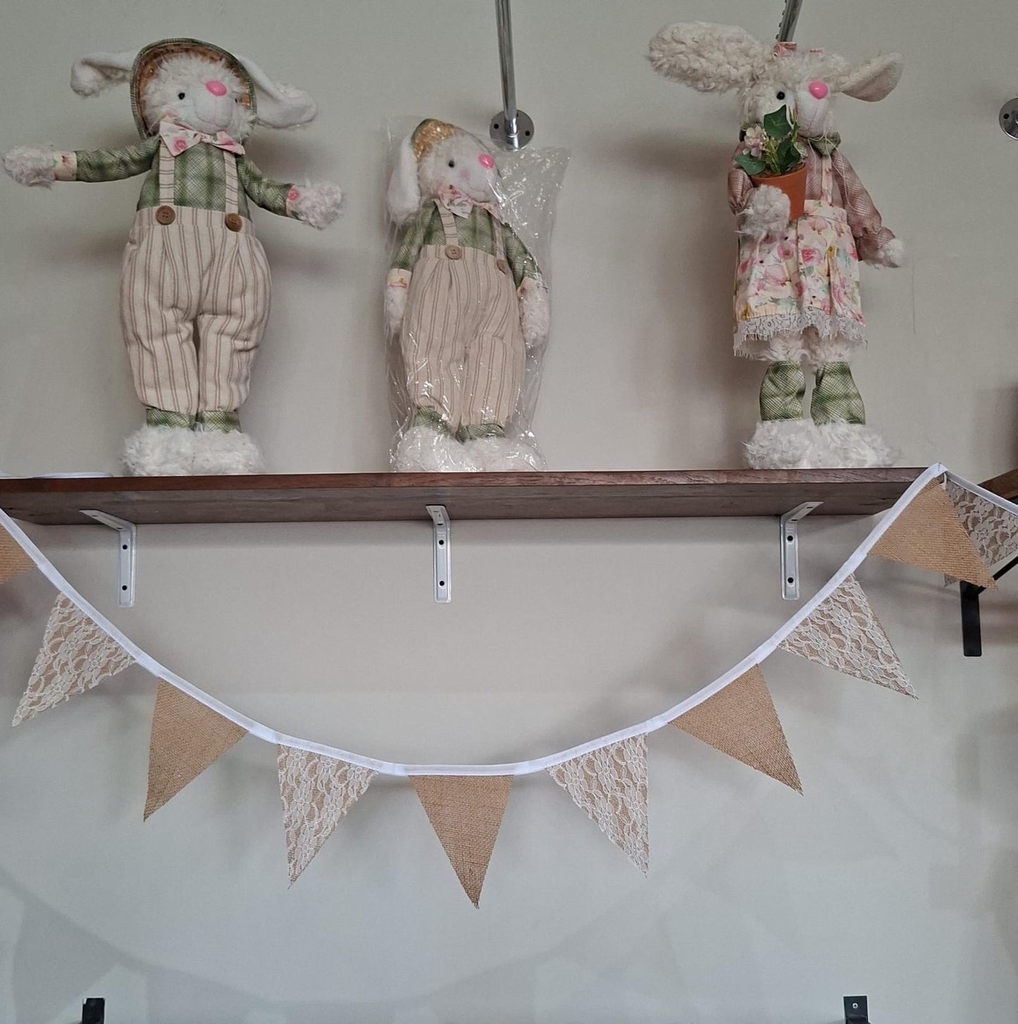Burlap and lace bunting
