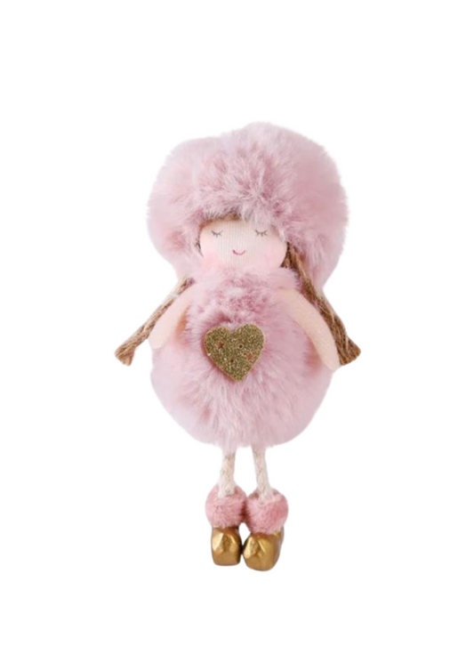 Pink Fluffy Angel Ornament