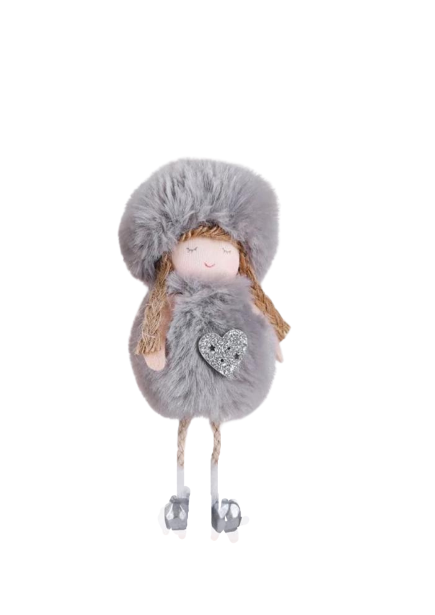 Grey Fluffy Angel Ornament