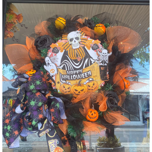 Black & Orange Pumpkin Wreath
