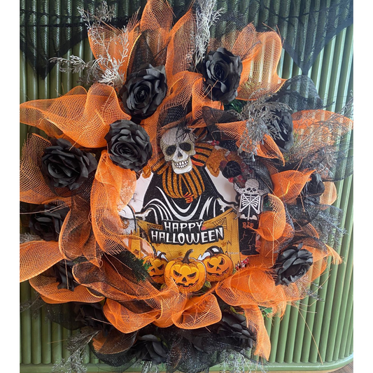 Black & Orange Pumpkin Wreath 2