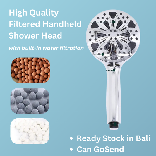 the ingredients inside a Handheld Filtered Shower Head in Bali