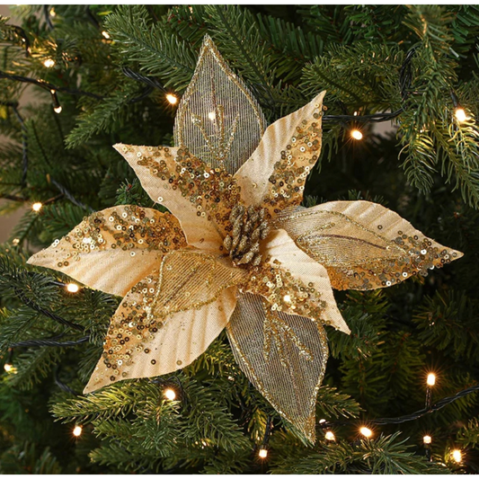 Poinsettias (28 X 14cm) Gold